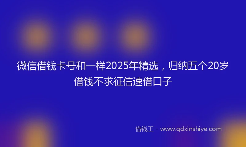 微信借钱卡号和一样2025年精选，归纳五个20岁借钱不求征信速借口子