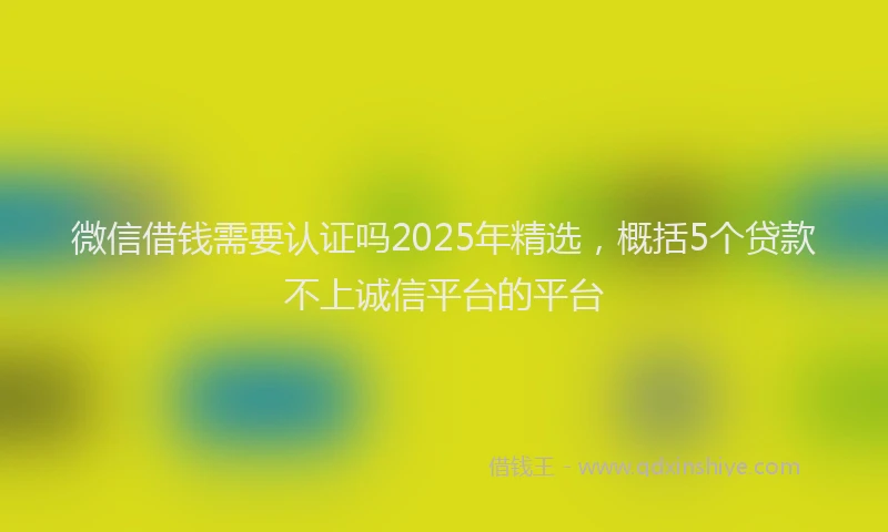微信借钱需要认证吗2025年精选，概括5个贷款不上诚信平台的平台