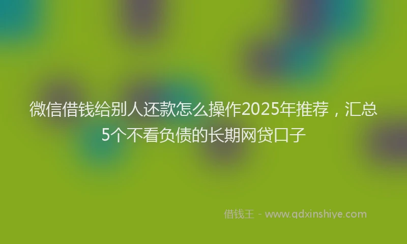 微信借钱给别人还款怎么操作2025年推荐，汇总5个不看负债的长期网贷口子