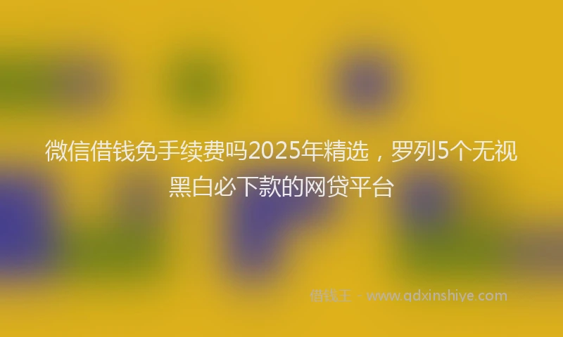 微信借钱免手续费吗2025年精选，罗列5个无视黑白必下款的网贷平台