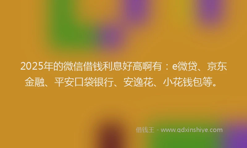 2025年的微信借钱利息好高啊有：e微贷、京东金融、平安口袋银行、安逸花、小花钱包等。