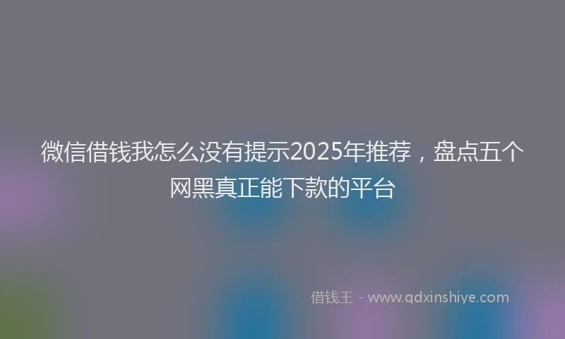 微信借钱我怎么没有提示2025年推荐，盘点五个网黑真正能下款的平台