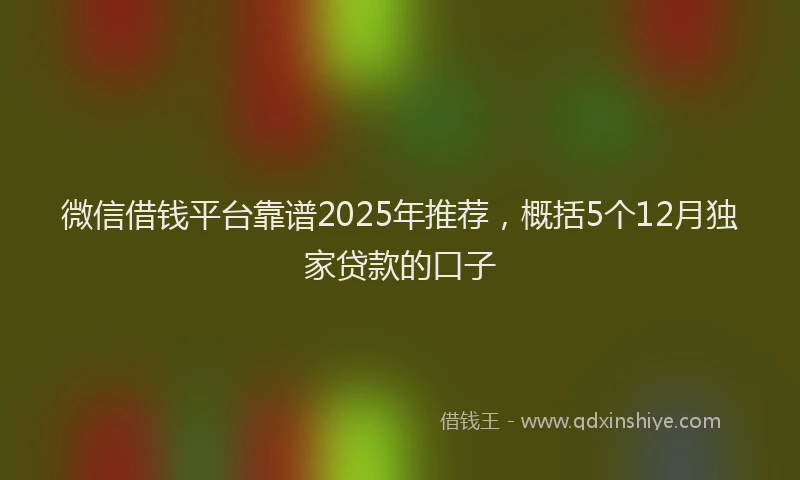 微信借钱平台靠谱2025年推荐，概括5个12月独家贷款的口子