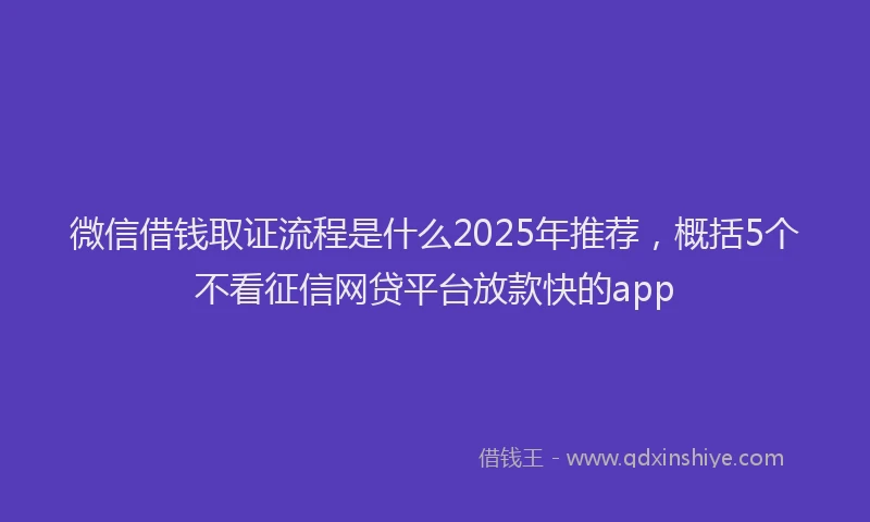 微信借钱取证流程是什么2025年推荐，概括5个不看征信网贷平台放款快的app