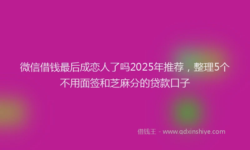 微信借钱最后成恋人了吗2025年推荐，整理5个不用面签和芝麻分的贷款口子
