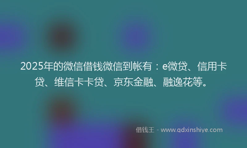 2025年的微信借钱微信到帐有：e微贷、信用卡贷、维信卡卡贷、京东金融、融逸花等。