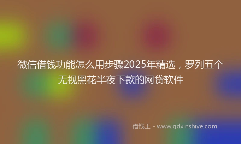 微信借钱功能怎么用步骤2025年精选，罗列五个无视黑花半夜下款的网贷软件