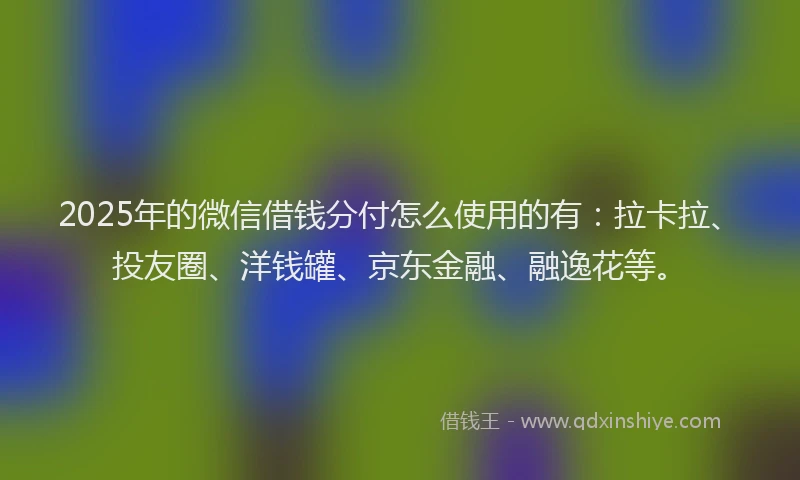 2025年的微信借钱分付怎么使用的有：拉卡拉、投友圈、洋钱罐、京东金融、融逸花等。