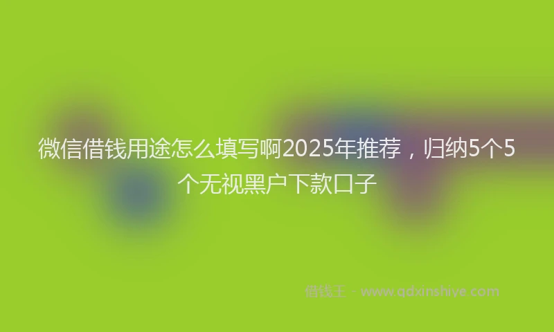 微信借钱用途怎么填写啊2025年推荐，归纳5个5个无视黑户下款口子