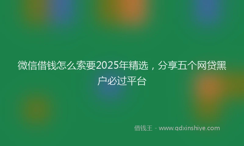 微信借钱怎么索要2025年精选，分享五个网贷黑户必过平台