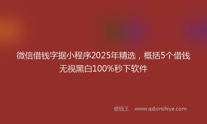 微信借钱字据小程序2025年精选，概括5个借钱无视黑白100%秒下软件