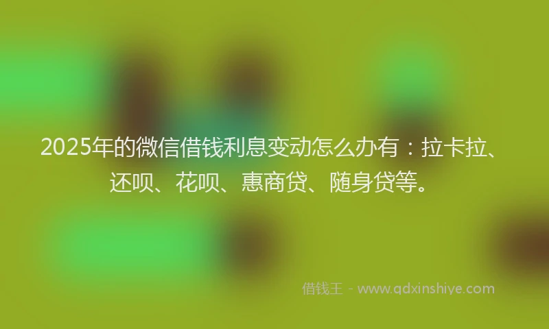2025年的微信借钱利息变动怎么办有：拉卡拉、还呗、花呗、惠商贷、随身贷等。