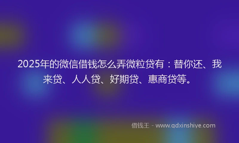 2025年的微信借钱怎么弄微粒贷有：替你还、我来贷、人人贷、好期贷、惠商贷等。