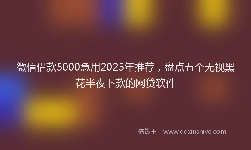 微信借款5000急用2025年推荐，盘点五个无视黑花半夜下款的网贷软件