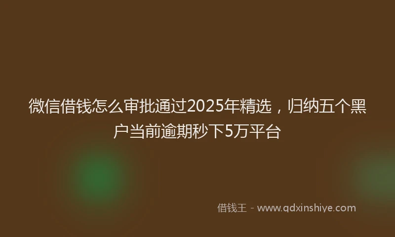 微信借钱怎么审批通过2025年精选，归纳五个黑户当前逾期秒下5万平台