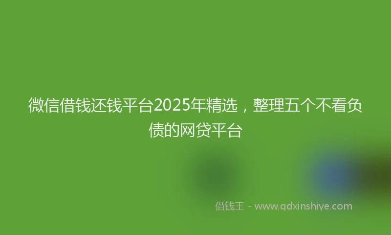 微信借钱还钱平台2025年精选，整理五个不看负债的网贷平台