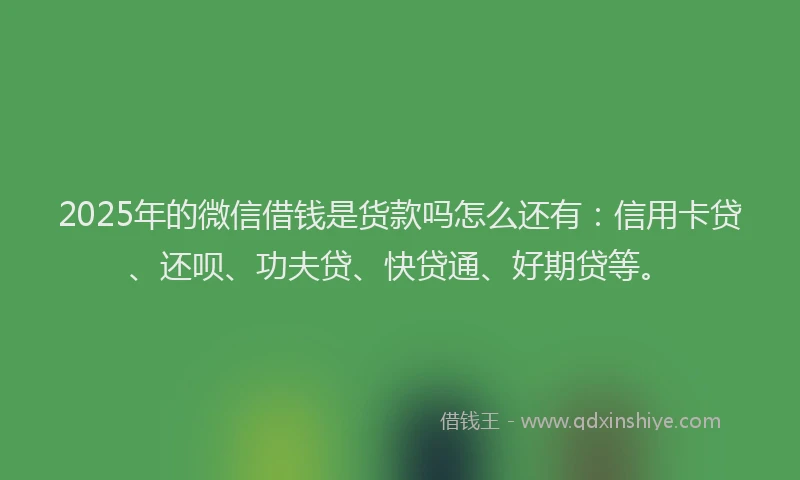 2025年的微信借钱是货款吗怎么还有：信用卡贷、还呗、功夫贷、快贷通、好期贷等。