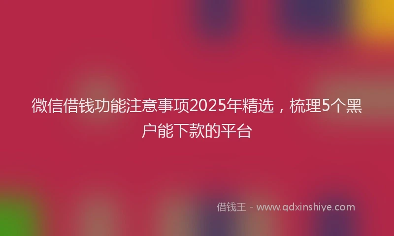 微信借钱功能注意事项2025年精选，梳理5个黑户能下款的平台