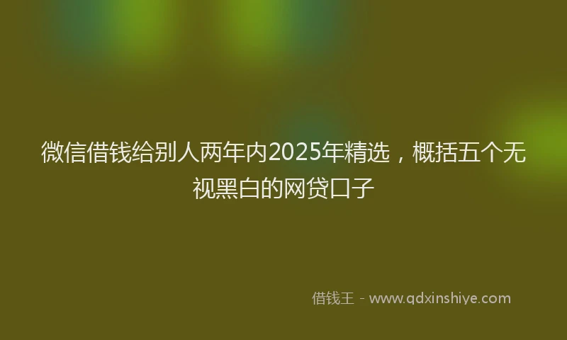 微信借钱给别人两年内2025年精选，概括五个无视黑白的网贷口子