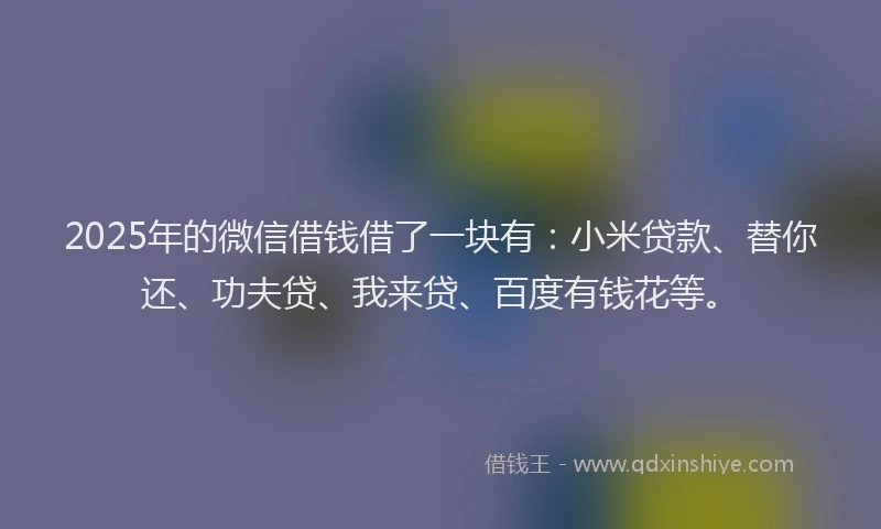 2025年的微信借钱借了一块有：小米贷款、替你还、功夫贷、我来贷、百度有钱花等。