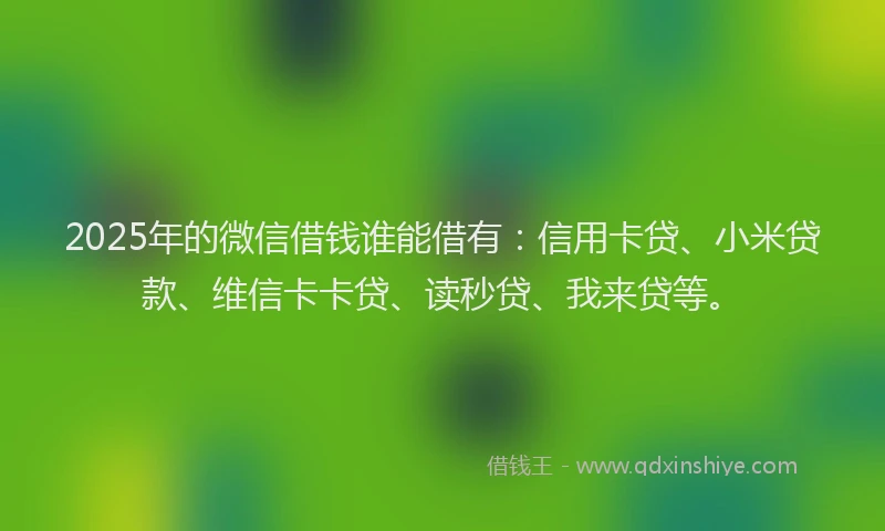 2025年的微信借钱谁能借有：信用卡贷、小米贷款、维信卡卡贷、读秒贷、我来贷等。