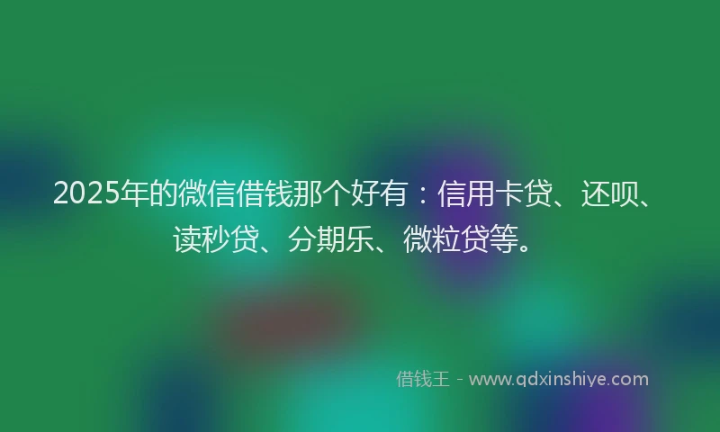 2025年的微信借钱那个好有：信用卡贷、还呗、读秒贷、分期乐、微粒贷等。