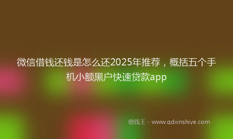 微信借钱还钱是怎么还2025年推荐，概括五个手机小额黑户快速贷款app