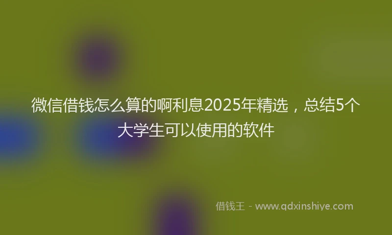微信借钱怎么算的啊利息2025年精选，总结5个大学生可以使用的软件