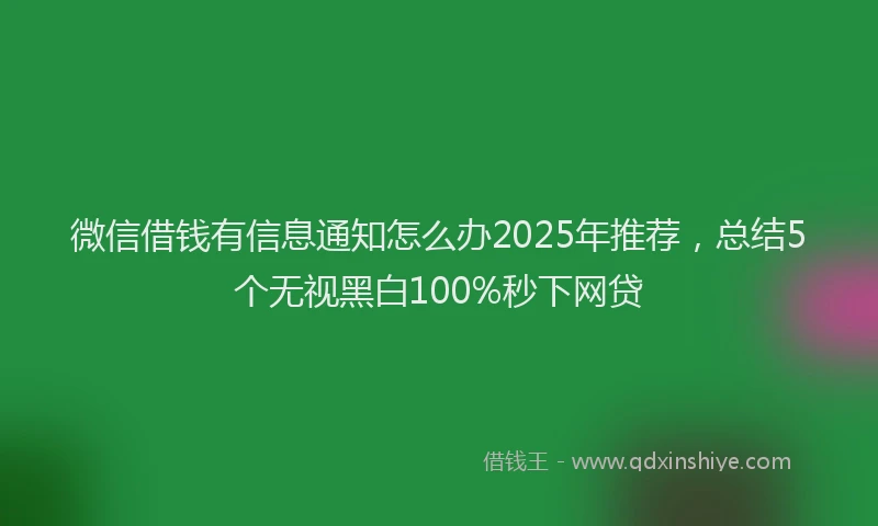 微信借钱有信息通知怎么办2025年推荐，总结5个无视黑白100%秒下网贷