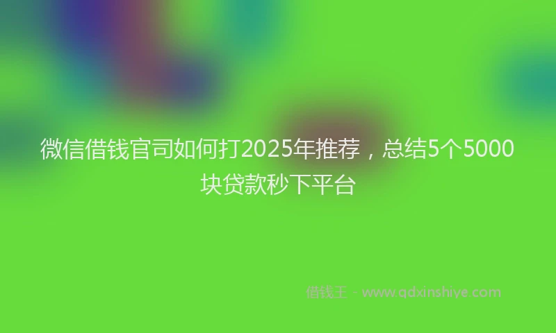 微信借钱官司如何打2025年推荐，总结5个5000块贷款秒下平台