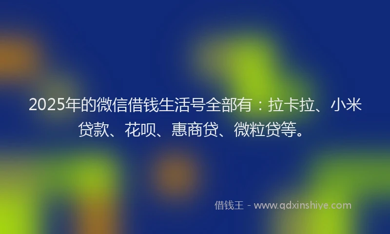 2025年的微信借钱生活号全部有：拉卡拉、小米贷款、花呗、惠商贷、微粒贷等。