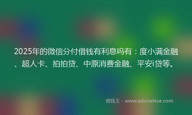 2025年的微信分付借钱有利息吗有：度小满金融、超人卡、拍拍贷、中原消费金融、平安i贷等。