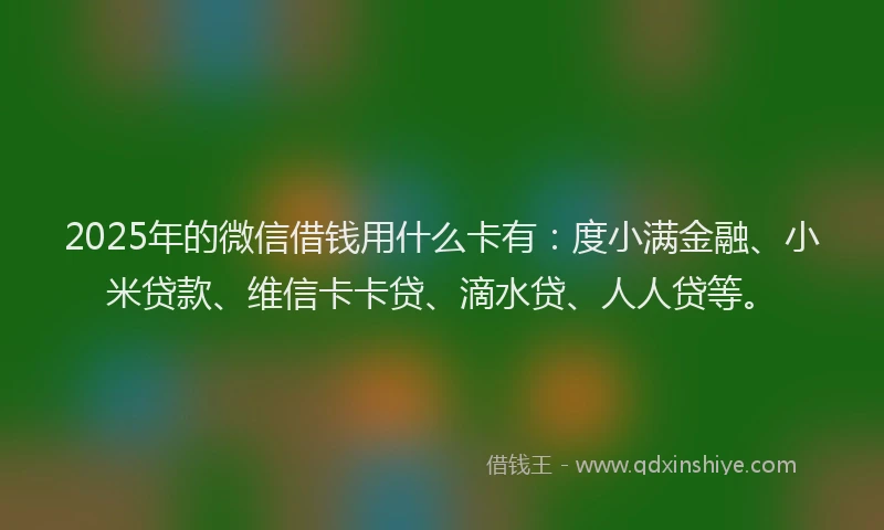 2025年的微信借钱用什么卡有：度小满金融、小米贷款、维信卡卡贷、滴水贷、人人贷等。