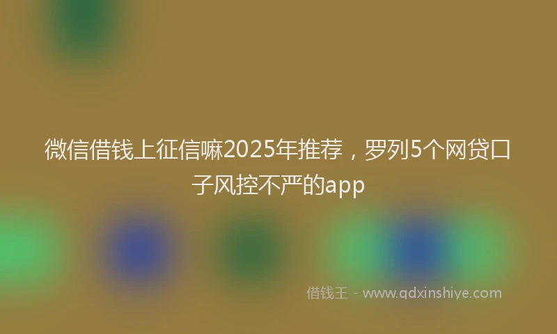 微信借钱上征信嘛2025年推荐，罗列5个网贷口子风控不严的app