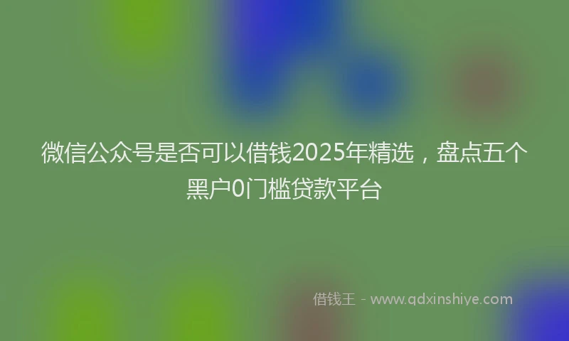 微信公众号是否可以借钱2025年精选，盘点五个黑户0门槛贷款平台