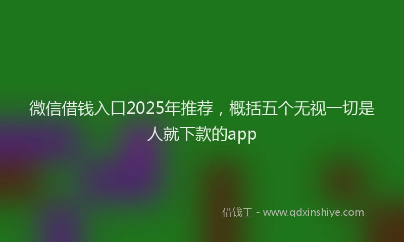 微信借钱入口2025年推荐，概括五个无视一切是人就下款的app
