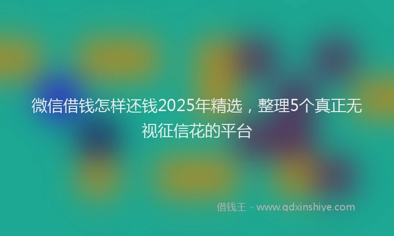 微信借钱怎样还钱2025年精选，整理5个真正无视征信花的平台