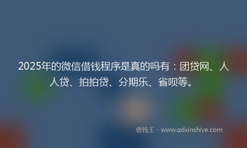 2025年的微信借钱程序是真的吗有：团贷网、人人贷、拍拍贷、分期乐、省呗等。
