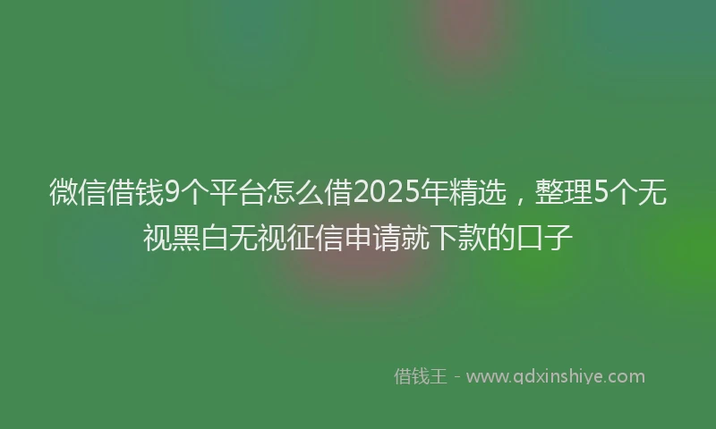 微信借钱9个平台怎么借2025年精选，整理5个无视黑白无视征信申请就下款的口子