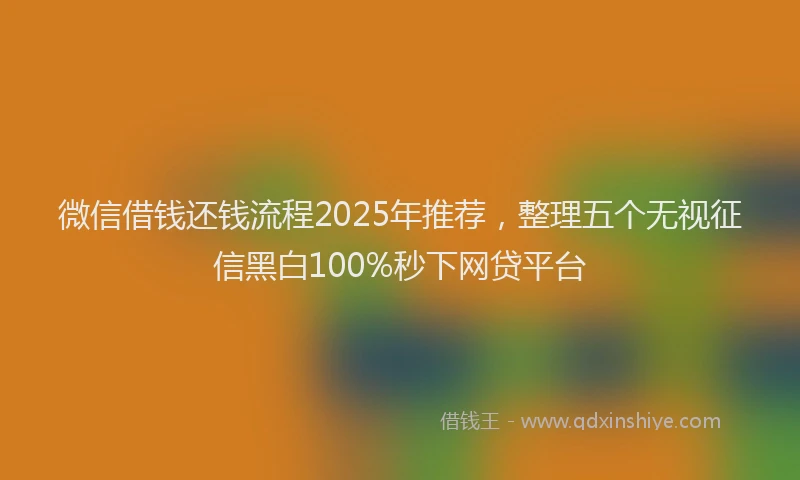 微信借钱还钱流程2025年推荐，整理五个无视征信黑白100%秒下网贷平台