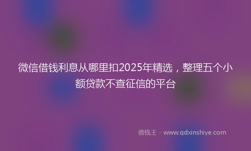 微信借钱利息从哪里扣2025年精选，整理五个小额贷款不查征信的平台