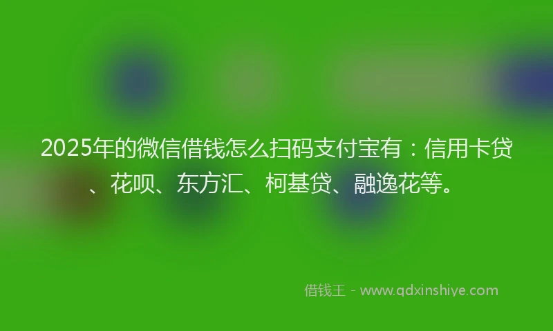 2025年的微信借钱怎么扫码支付宝有：信用卡贷、花呗、东方汇、柯基贷、融逸花等。