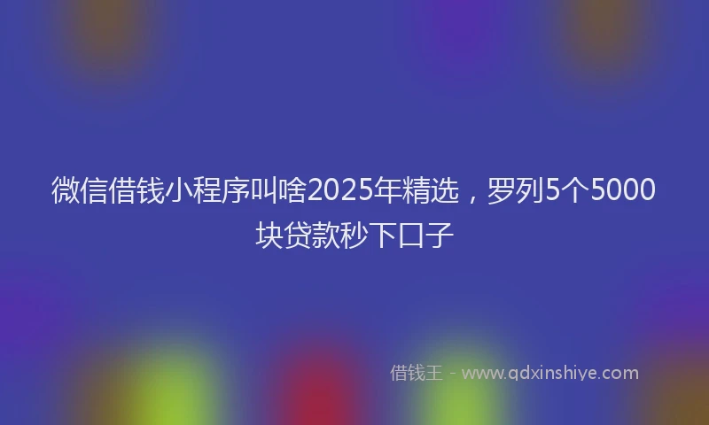 微信借钱小程序叫啥2025年精选，罗列5个5000块贷款秒下口子