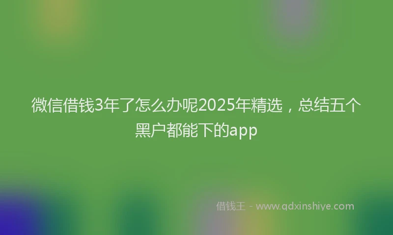 微信借钱3年了怎么办呢2025年精选，总结五个黑户都能下的app
