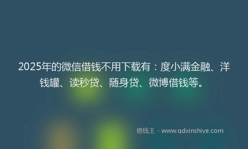 2025年的微信借钱不用下载有：度小满金融、洋钱罐、读秒贷、随身贷、微博借钱等。