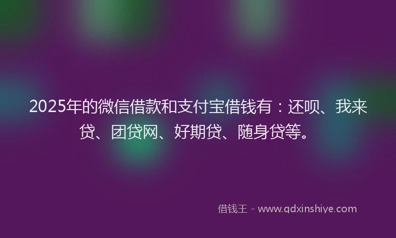 2025年的微信借款和支付宝借钱有：还呗、我来贷、团贷网、好期贷、随身贷等。