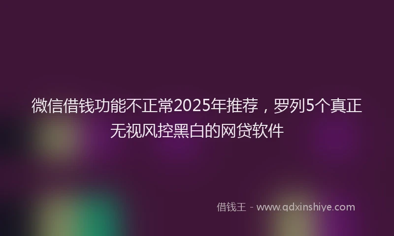 微信借钱功能不正常2025年推荐，罗列5个真正无视风控黑白的网贷软件