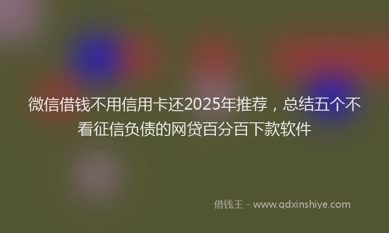 微信借钱不用信用卡还2025年推荐，总结五个不看征信负债的网贷百分百下款软件