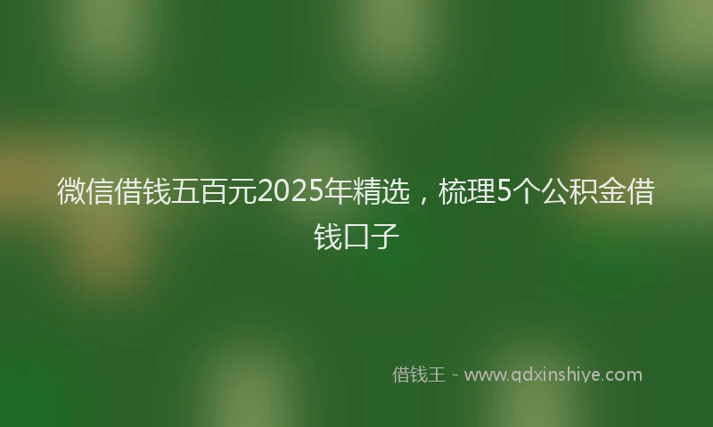 微信借钱五百元2025年精选，梳理5个公积金借钱口子