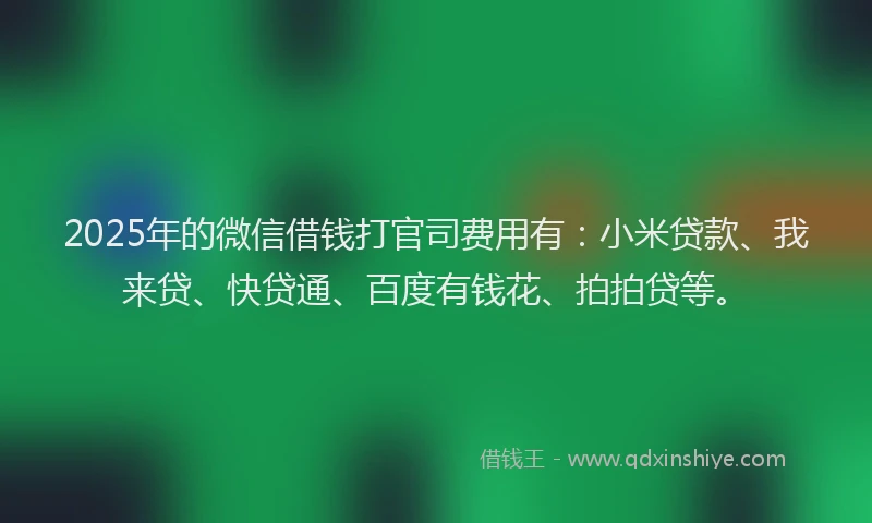2025年的微信借钱打官司费用有：小米贷款、我来贷、快贷通、百度有钱花、拍拍贷等。